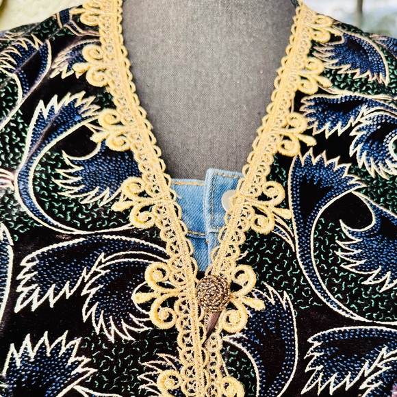 Scott McClintock Vintage Black Velvet Puffer Gold Trim Blazer 80s Jacket - Picture 8 of 10